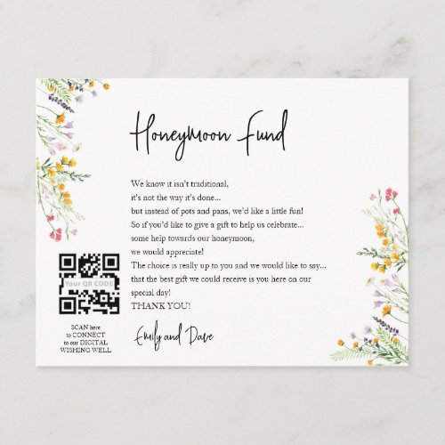 Wildflowers Honeymoon wish QR CODE  Enclosure Card