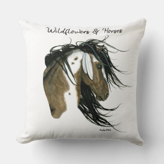 Wildflowers & Horses DreamCatching Art by Bihrle T Throw Pillow