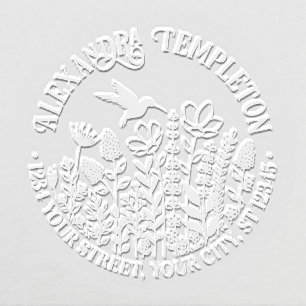 Wildflowers & Hummingbird Name Return Address #1P Embosser