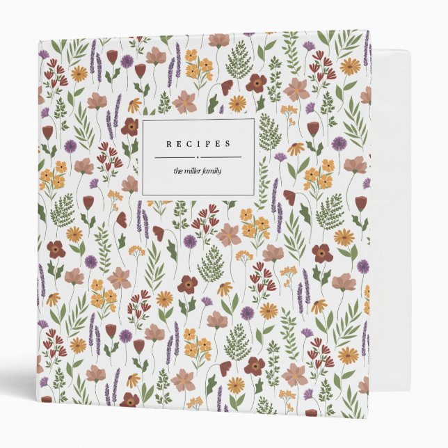 Wildflowers Illustrated Personalized 3 Ring Binder (Front/Inside)