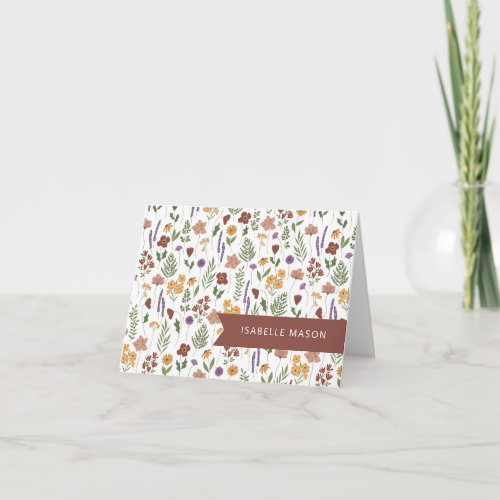 Wildflowers Illustration Personalized Notecard