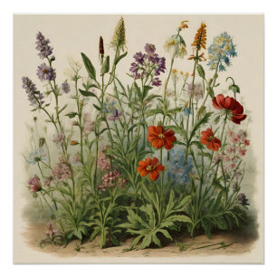 Wildflowers Illustration Poster