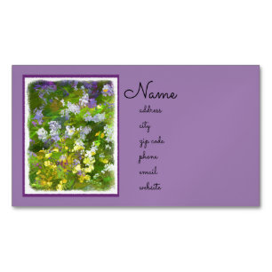 Wildflowers Impasto Painting - Original Flower Art Business Card Magnet