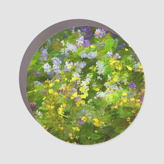 Wildflowers Impasto Painting - Original Flower Art Car Magnet (Front)