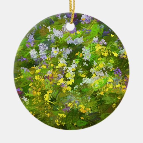 Wildflowers Impasto Painting _ Original Flower Art Ceramic Ornament