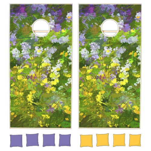 Wildflowers Impasto Painting _ Original Flower Art Cornhole Set