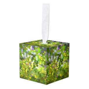 Wildflowers Impasto Painting - Original Flower Art Cube Ornament