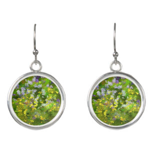 Wildflowers Impasto Painting - Original Flower Art Earrings