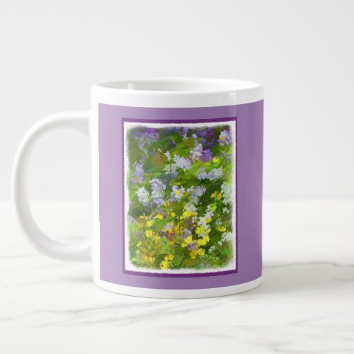 Wildflowers Impasto Painting _ Original Flower Art Giant Coffee Mug