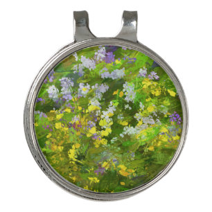 Wildflowers Impasto Painting - Original Flower Art Golf Hat Clip