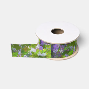 Wildflowers Impasto Painting - Original Flower Art Grosgrain Ribbon