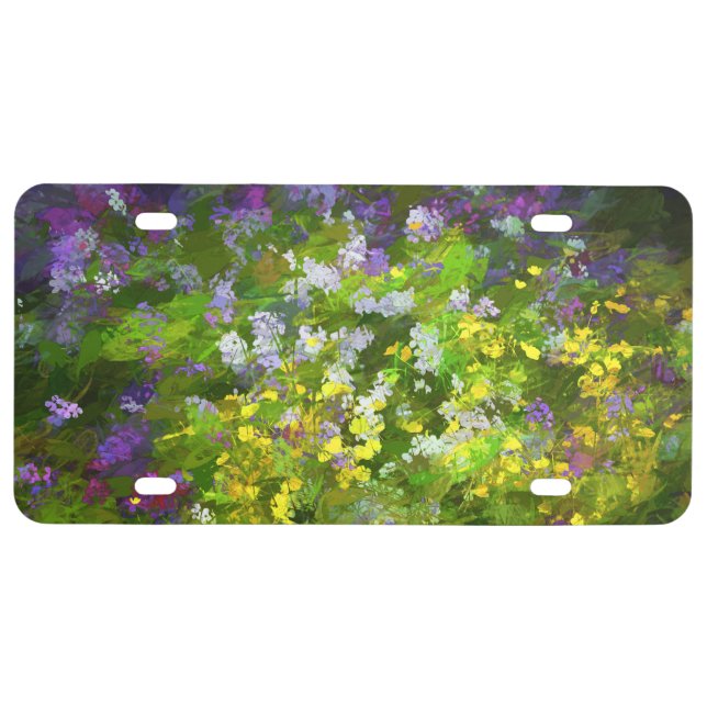 Wildflowers Impasto Painting - Original Flower Art License Plate (Front)