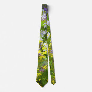 Wildflowers Impasto Painting - Original Flower Art Neck Tie