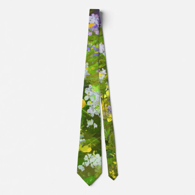 Wildflowers Impasto Painting - Original Flower Art Neck Tie (Front)