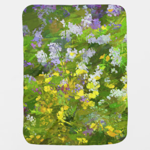 Wildflowers Impasto Painting - Original Flower Art Receiving Blanket