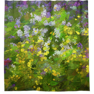 Wildflowers Impasto Painting - Original Flower Art Shower Curtain