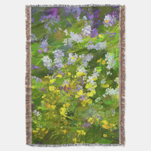 Wildflowers Impasto Painting - Original Flower Art Throw Blanket