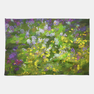 Wildflowers Impasto Painting - Original Flower Art Towel