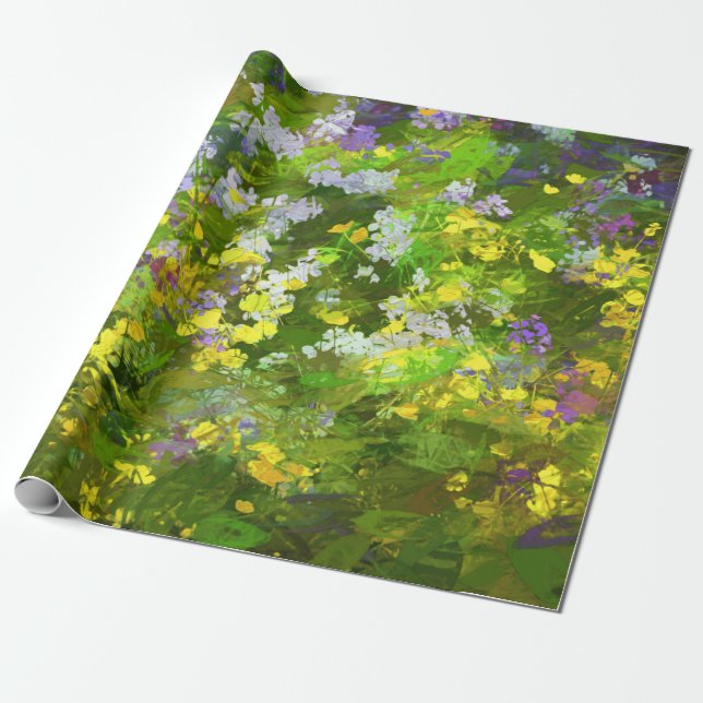 Wildflowers Impasto Painting - Original Flower Art Wrapping Paper (Unrolled)