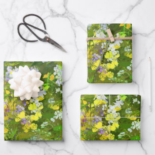 Wildflowers Impasto Painting - Original Flower Art Wrapping Paper Sheets