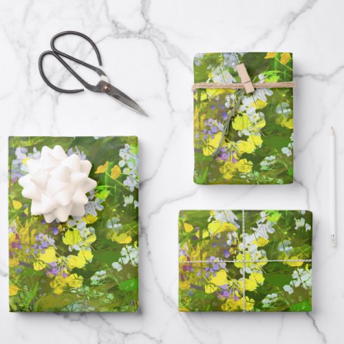 Wildflowers Impasto Painting _ Original Flower Art Wrapping Paper Sheets