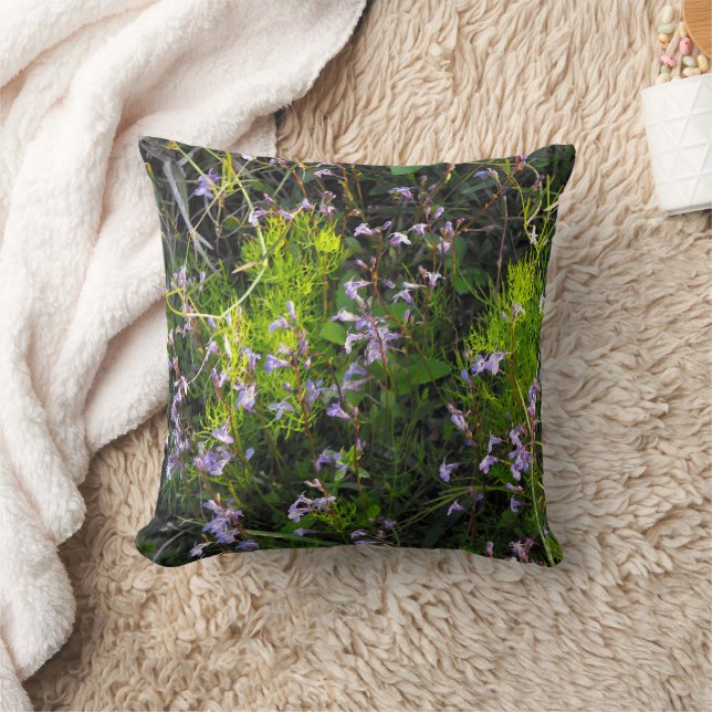 Wildflowers in a Field of Greens Throw Pillow (Blanket)