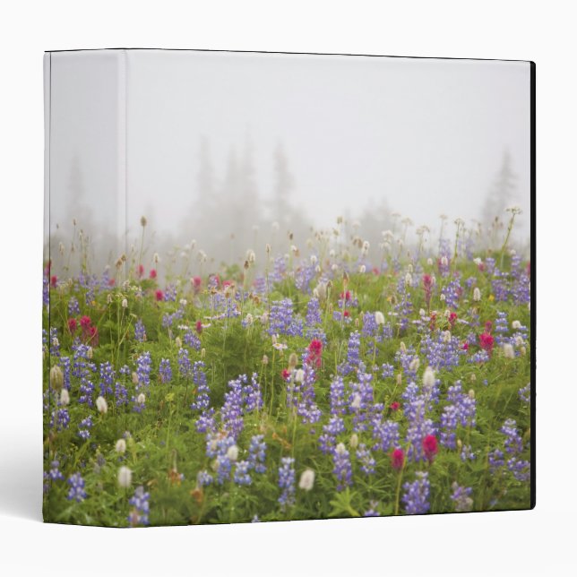 Wildflowers In A Meadow With Fog In Mt. Rainier Na Binder (Front/Spine)