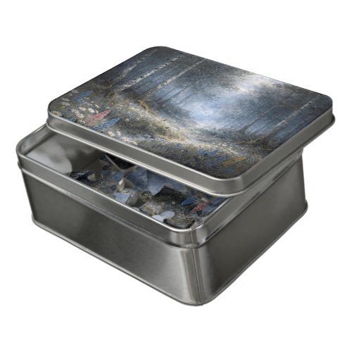 Wildflowers in a Moonlit Birch Forest  Jigsaw Puzzle