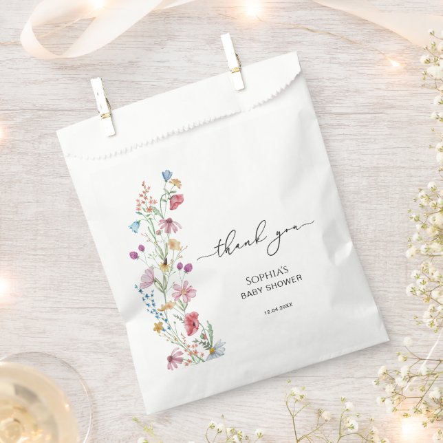 Wildflowers in Bloom Baby Shower Favor Bag (Clipped)