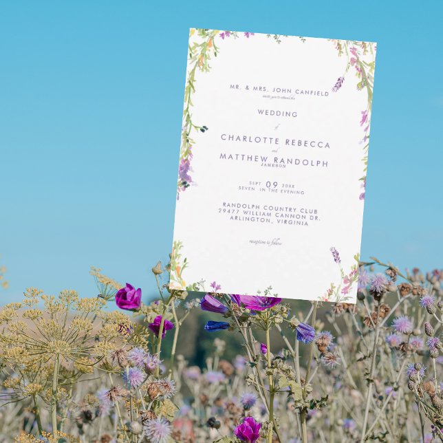 Wildflowers in Bloom Lavender Wedding Invitation (Creator Uploaded)