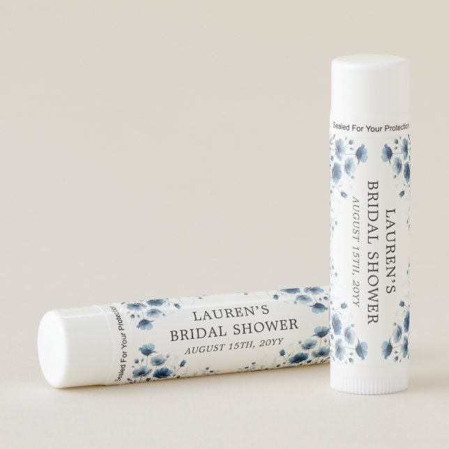 Wildflowers in Dusty Blue Bridal Shower Lip Balm (Front)