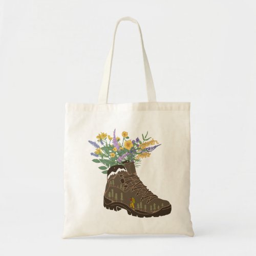 Wildflowers in Hiking Boot Camping Trucker Hat Tote Bag