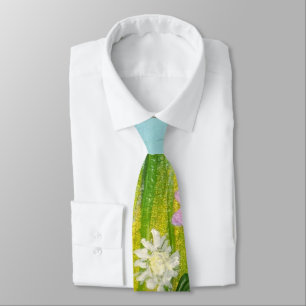 Wildflowers in the grass neck tie