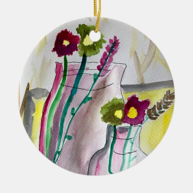 Wildflowers in vase abstract art ceramic ornament (Front)