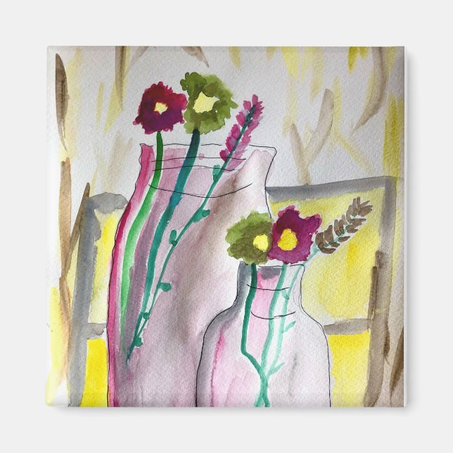 Wildflowers in vase abstract art magnet (Front)