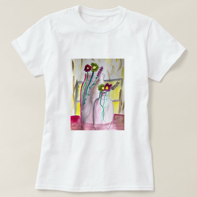 Wildflowers in vase abstract art T-Shirt (Design Front)