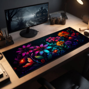 Wildflowers In Vibrant Fractal Colors Desk Mat