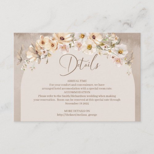 Wildflowers Ivory Double Arch Frame details card