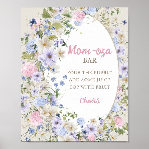 Wildflowers Ivory pastel pink blush Mom_osa bar Poster