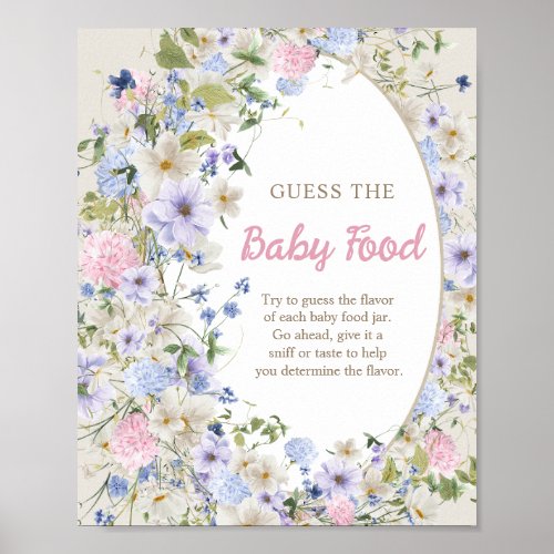 Wildflowers Ivory pastel pink Guess the baby food Poster