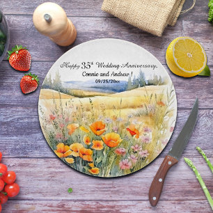 Wildflowers Landscape 35th Wedding Anniversary Cutting Board