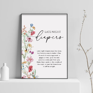 Wildflowers Late Night Diaper Sign