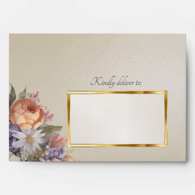 Wildflowers & Leaf Monogram - Wheat Envelope (Front)