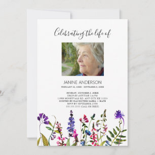 Wildflowers Life Celebration photo Invitation