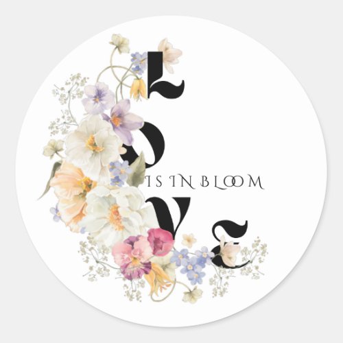 Wildflowers Love in Bloom Boho Bridal Shower  Classic Round Sticker