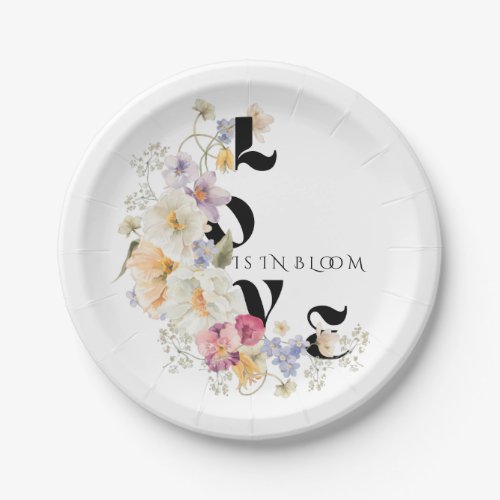 Wildflowers Love in Bloom Boho Bridal Shower Paper Plates
