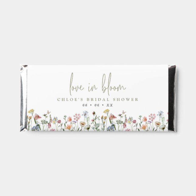 Wildflowers Love In Bloom Bridal Shower Hershey Bar Favors (Front)
