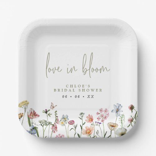 Wildflowers Love In Bloom Bridal Shower Paper Plates