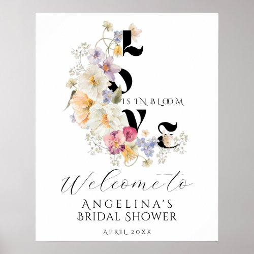 Wildflowers Love in Bloom Bridal Shower welcome  Poster