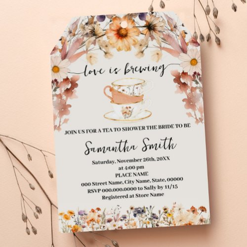 Wildflowers Love is Brewing Tea Shower Invitation